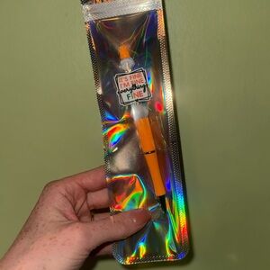 Holographic Pencil Case with Orange Pen